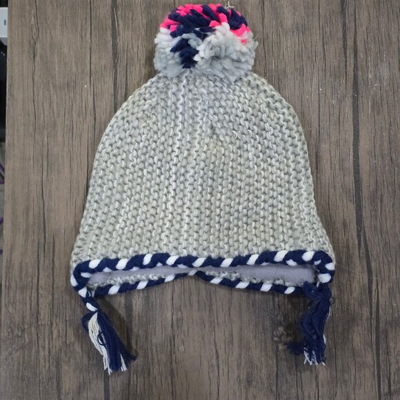 Carter’s ✦ Toddler Knit Hat & Mittens Set ✦ Pom & Tassels Gray/Navy 2T-4T NWT - Picture 4 of 8
